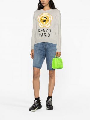 Vlněný svetr s tygřím vzorem Kenzo šedý