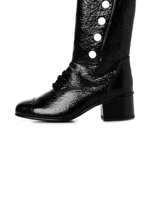 Ankle boots skórzane Chanel Pre-owned czarne