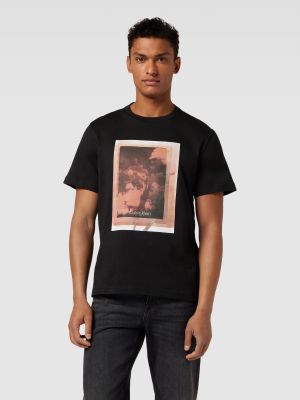 Koszulka bawełniana z nadrukiem Calvin Klein czarna
