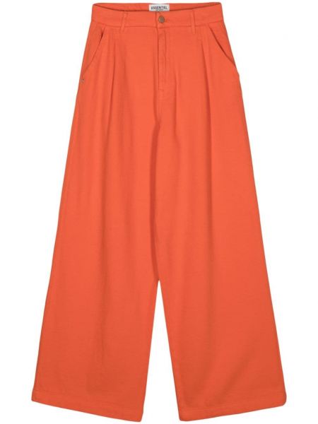 Pantaloni din bumbac cu croială lejeră Essentiel Antwerp portocaliu