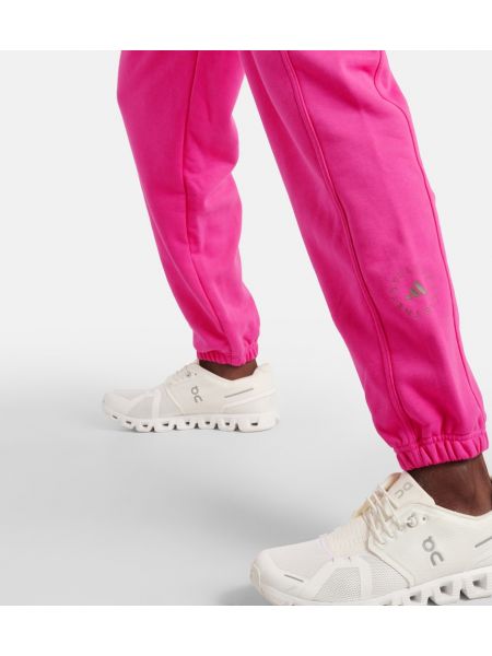 Spodnie sportowe bawełniane z dżerseju Adidas By Stella Mccartney różowe