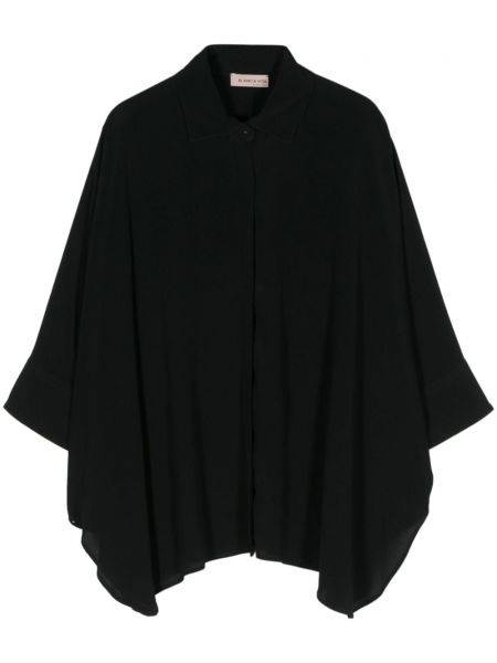 Μπλούζα με γιακά από κρεπ Blanca Vita μαύρο