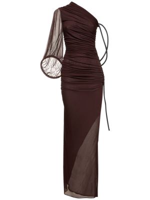 Przezroczysta sukienka długa z wiskozy z dżerseju Dion Lee brązowa