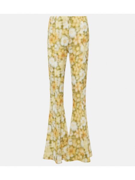 Ravne hlače s cvetličnim vzorcem Acne Studios zelena