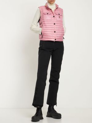 Péřová vesta z nylonu Moncler Grenoble růžová
