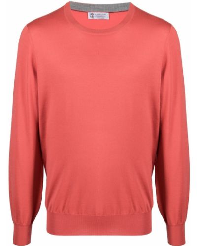 Jersey de punto de tela jersey de cuello redondo Brunello Cucinelli naranja