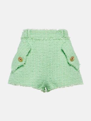 Pantalones cortos de tweed Balmain verde