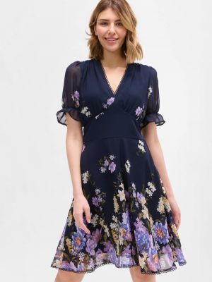 Obleka s cvetličnim vzorcem Orsay črna