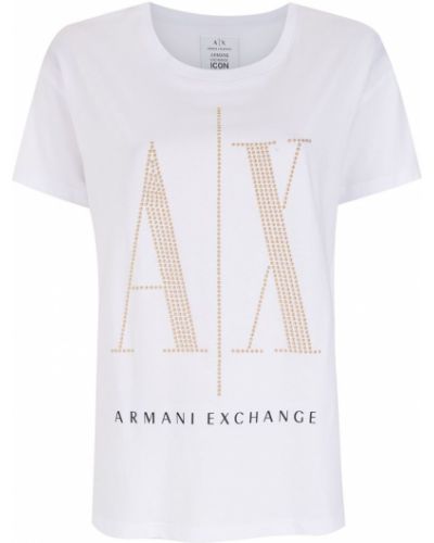 T-krekls ar fliteriem Armani Exchange balts