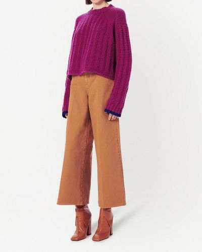 Sweter wełniany chunky Victoria Victoria Beckham różowy