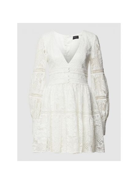 Sukienka mini na zamek bawełniane z dekoltem w serek Bardot - biały