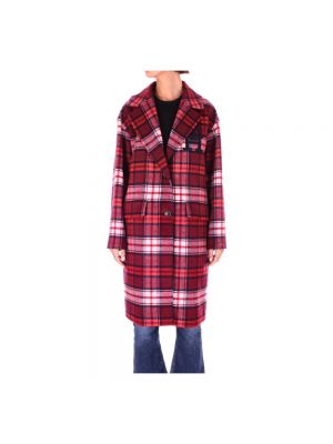 Manteau d'hiver en laine à carreaux large Tommy Hilfiger rouge