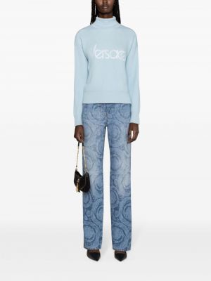 Straight jeans mit print Versace blau