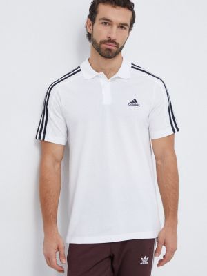 Pamučna polo majica Adidas bijela