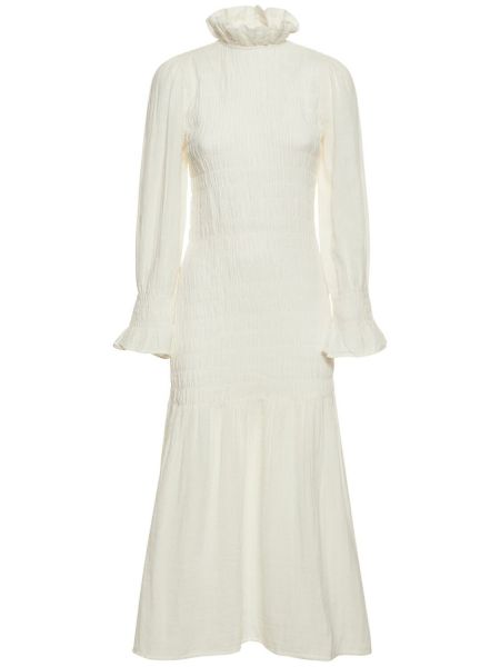 Миди рокля Maria De La Orden бяло