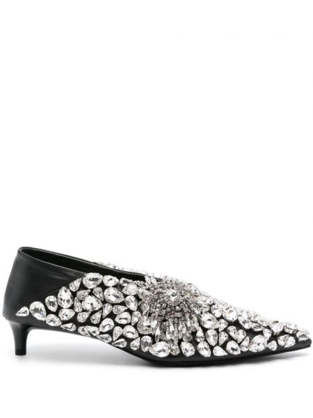 Pantofi cu toc de cristal Jil Sander negru