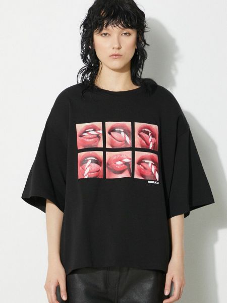 Βαμβακερή μπλούζα με σχέδιο Fiorucci μαύρο