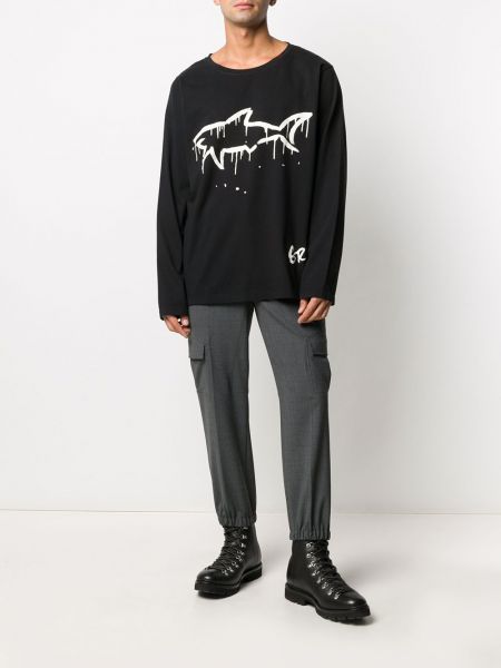 Camiseta de manga larga con estampado manga larga Greg Lauren X Paul & Shark negro