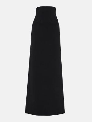 Vlněné dlouhá sukně s vysokým pasem Ferragamo černé