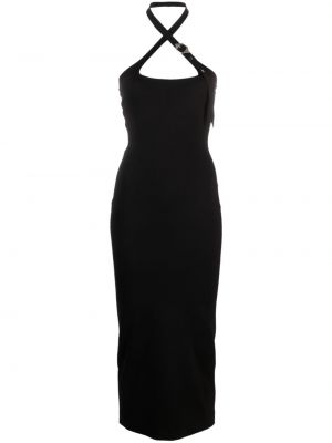 Μίντι φόρεμα με αγκράφα The Attico μαύρο