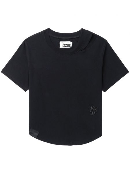 T-krekls ar izšuvumiem džersija Izzue melns
