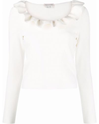 Ruffle lang genser Alexander Mcqueen hvit