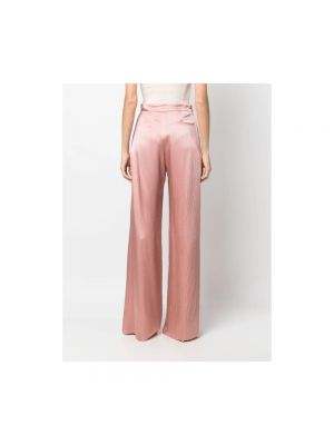 Pantalones de seda plisados Max Mara rosa