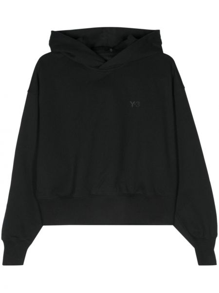 Raštuotas medvilninis džemperis su gobtuvu Y-3 juoda
