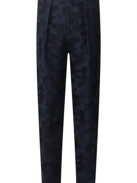 Льняные брюки из вискозы Giorgio Armani синие