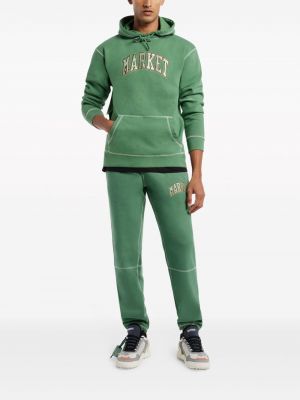 Kokvilnas kapučdžemperis ar izšuvumiem Market zaļš