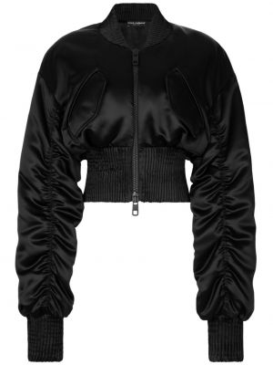 Satīna jaka ar rāvējslēdzēju Dolce & Gabbana melns