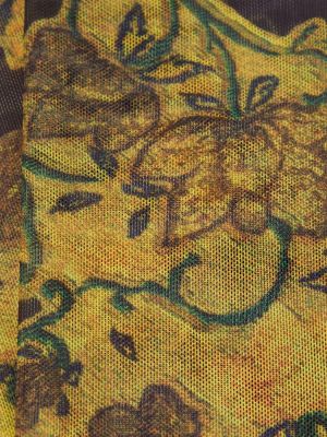 Rokavice s cvetličnim vzorcem z mrežo Dries Van Noten rjava