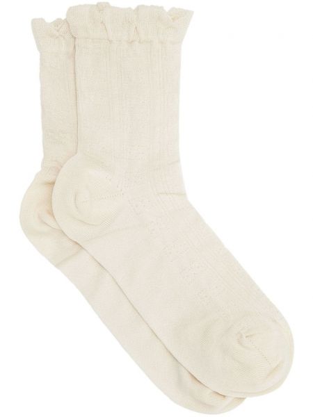 Bavlněné ponožky Ganni béžové