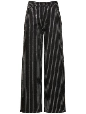 Pantaloni con paillettes di cotone baggy Rotate nero