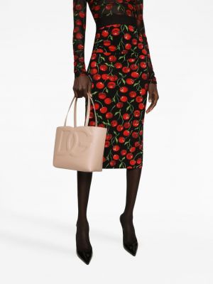 Kožená shopper kabelka Dolce & Gabbana růžová