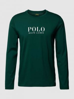 Polo bawełniana z nadrukiem z długim rękawem Polo Ralph Lauren Underwear zielona