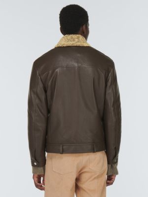 Veste de cuir Nanushka marron