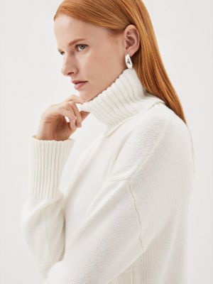 Кашемировый свитер с высоким воротником Karen Millen белый