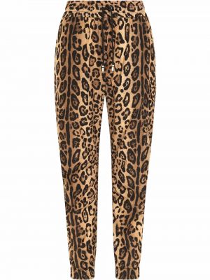 Teplákové nohavice s potlačou s leopardím vzorom Dolce & Gabbana