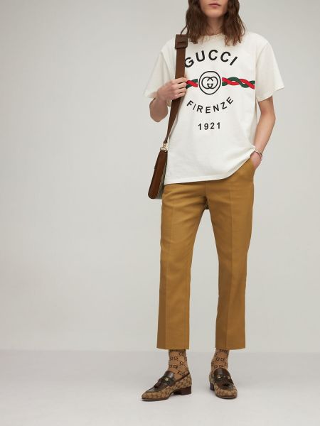 Camiseta de algodón de tela jersey oversized Gucci blanco