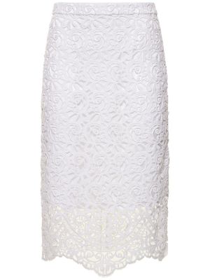 Čipkovaná bavlnená midi sukňa Burberry biela