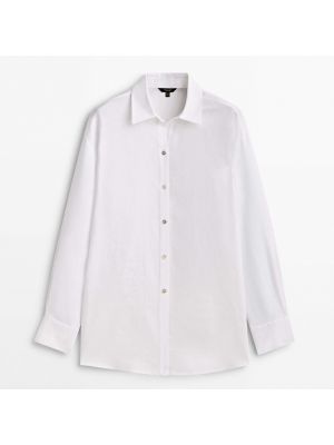 Льняная блузка оверсайз Massimo Dutti белая