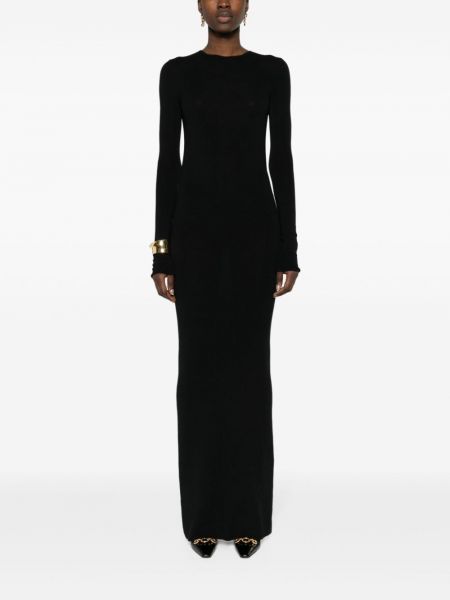 Megztas vakarinė suknelė Saint Laurent juoda