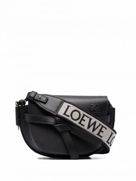 Usnjena crossbody torbica Loewe črna