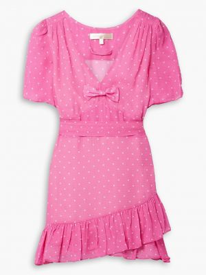 Платье мини в горошек с рюшами Loveshackfancy розовое