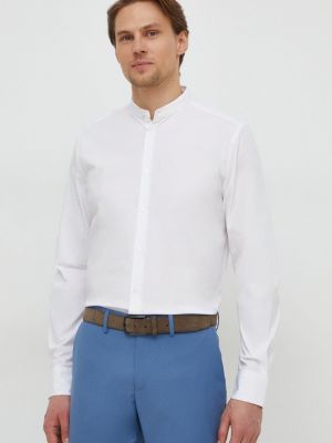 Koszula slim fit ze stójką Sisley biała