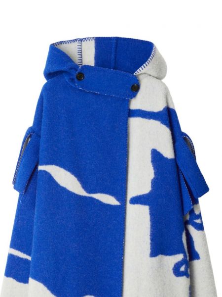 Vlněný kabát Burberry modrý
