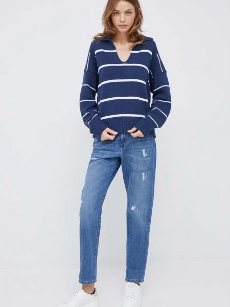 Jeansy z wysoką talią Sisley niebieskie