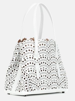 Kožna shopper torbica Alaã¯a bijela