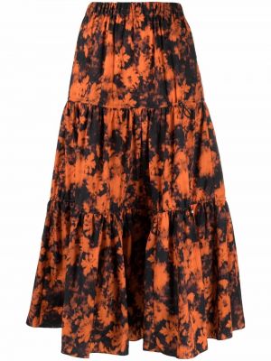 Falda de cintura alta de flores Kenzo naranja